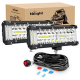 7 Inch 132W Side Shooter Triple Row Spot Flood LED Light Bars (Pair) Nilight