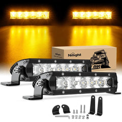 7 Inch 30W Amber White Slim Spot LED Light Bars (Pair)