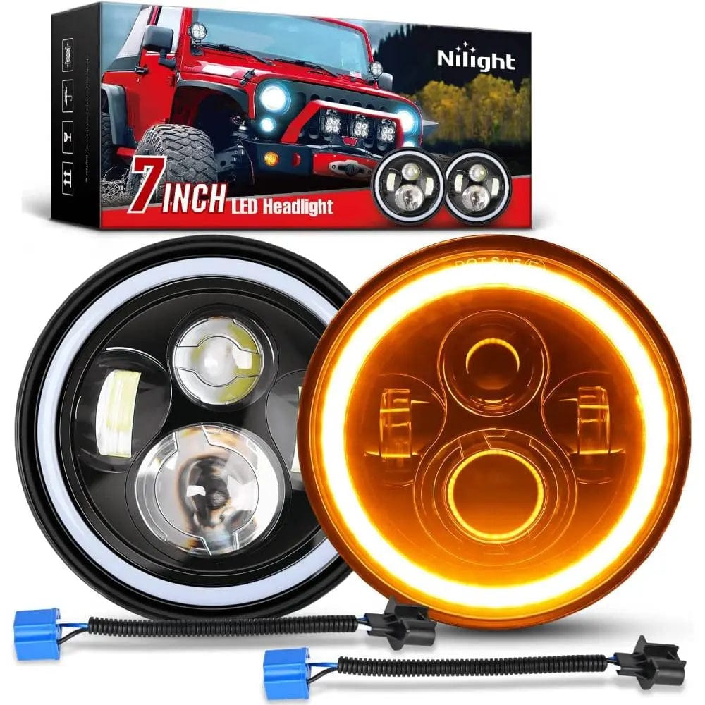 7 Inch LED Halo Headlights For 2007-2017 Jeep Wrangler JK JKU (Pair) Nilight