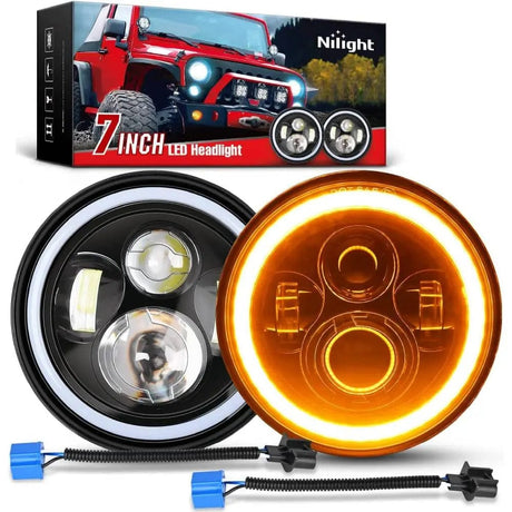 7 Inch LED Halo Headlights For 2007-2017 Jeep Wrangler JK JKU (Pair) Nilight