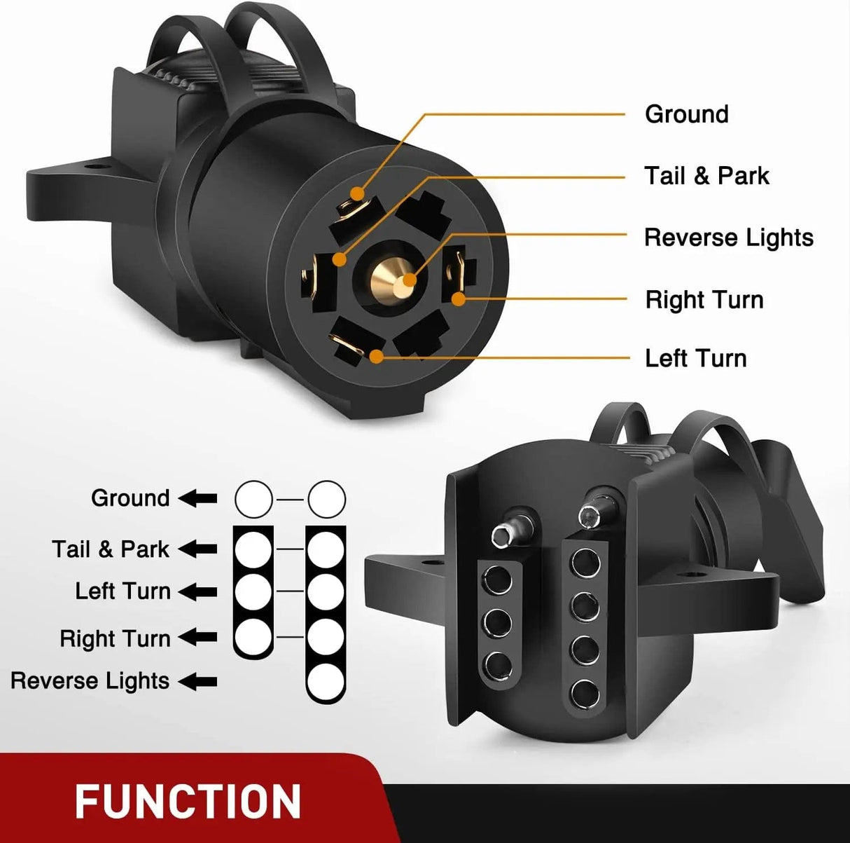 7 Pin Round to 4 Pin 5 Pin Flat Blade Trailer Adapter Nilight