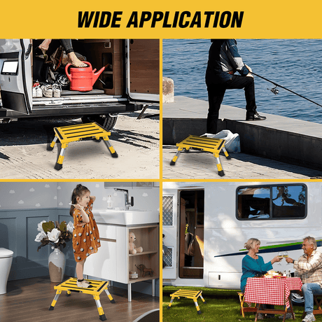 RV Yellow Folding Aluminum 4 Levels Adjustable Height Portable Platform Step Nilight