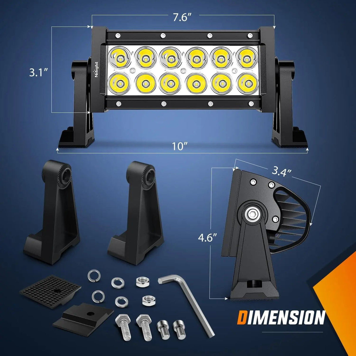 LED Light Bar 7.5" 36W Double Row Spot Led Light Bars (Pair)