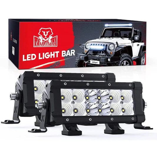 7.6 Inch 60W 7200LM Double Row Spot Flood Osram P8-5W Chips LED Light Bars (Pair) Nilight