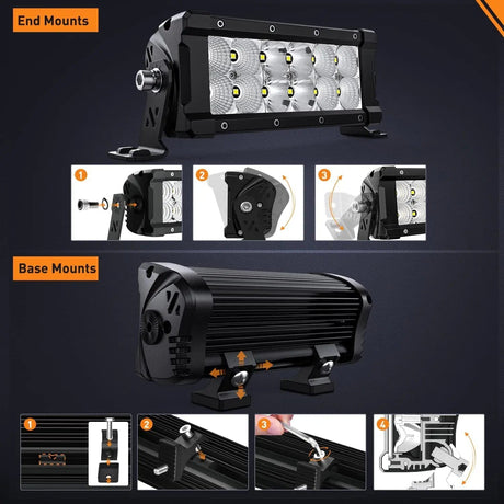 7.6 Inch 60W 7200LM Double Row Spot Flood Osram P8-5W Chips LED Light Bars (Pair) Nilight