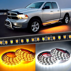 70 Inch 216 Leds Running Board Amber White Light Strip (Pair)