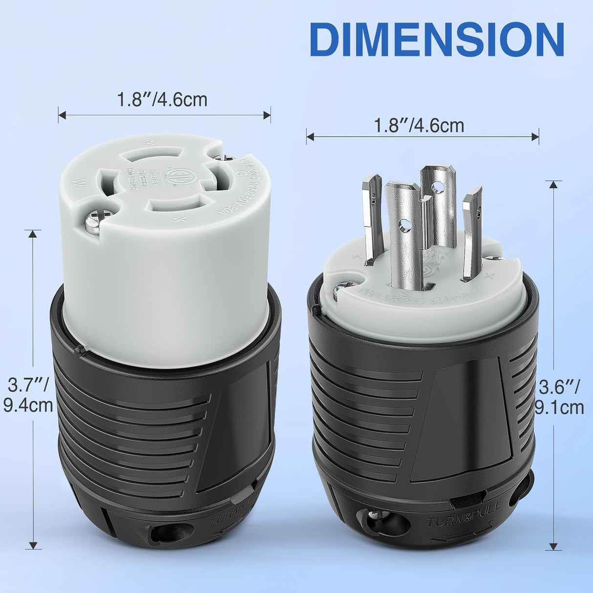 30Amp L14-30P Male Plug L14-30R Female Connector Nilight