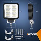 4 Inch 48LED Square Flood LED Pod Lights (Pair) Nilight