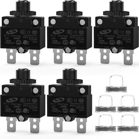 5Pcs 5Amp Terminals Circuit Breaker Nilight