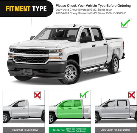 Running Board Running Boards for 2007-2018 Chevy Silverado/GMC Sierra 1500, 2007-2019 Chevy Silverado/GMC Sierra 2500HD 3500HD