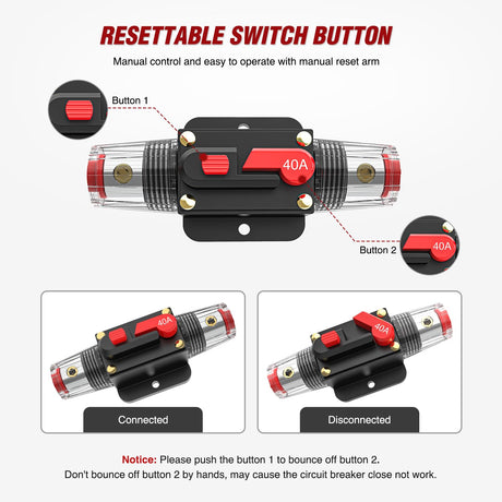 40A Circuit Breaker Reset Fuse Holder Nilight