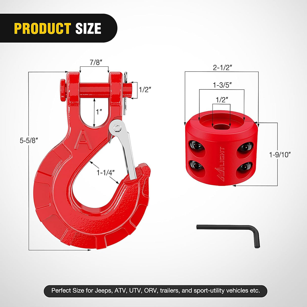 3/8 inch Grade 70 Winch Hook Red Nilight