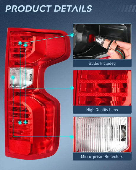 Taillight Assembly Taillight Assembly Compatible with 2019 2020 2021 2022 2023 Chevy Silverado 1500 2020-2023 Chevy Silverado 2500HD 3500HD Rear Lamp Replacement OE Style Passenger Side