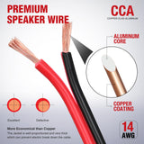 14AWG 100FT Wire Copper Clad Aluminum 2 Conductor Parallel Wire Red Black 12V/24V DC Cable Flexible Extension Cords for Model Train Car Audio Radio Amplifier DIY Nilight