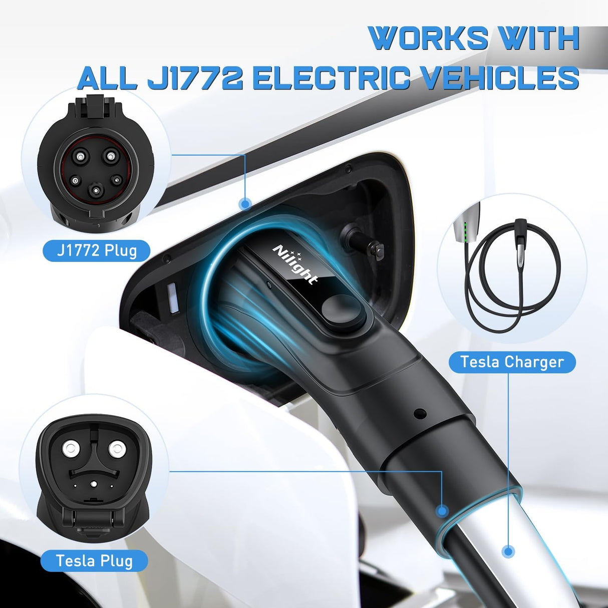 Tesla To J1772 EV Charge Adapter Nilight