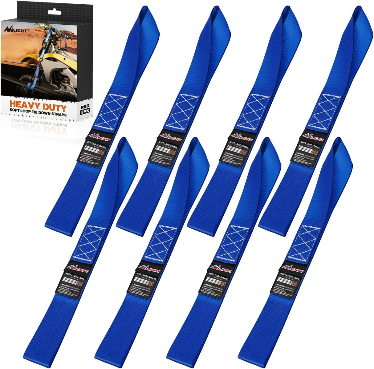 Motorcycle Tie Down Straps Max Break Strength 12000Lbs Blue Nilight