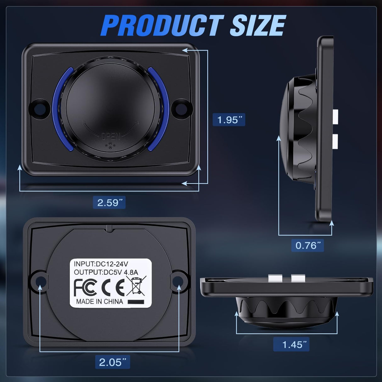 12V 24V Dual USB Charger 3A Car Outlet Nilight