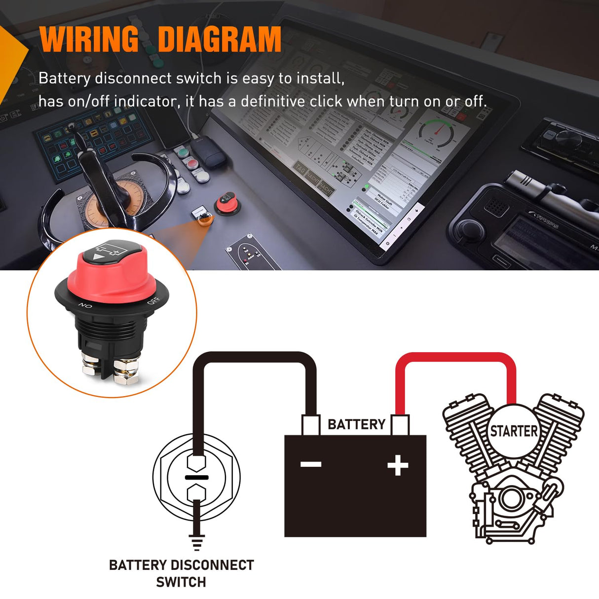 Rocker Switch 100A ON/OFF Disconnetc Battery Switch