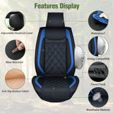 Kia Civic Corolla Hyundai Honda Camry CRV RAV4 Fusion Front Seat Covers Black-Blue Nilight