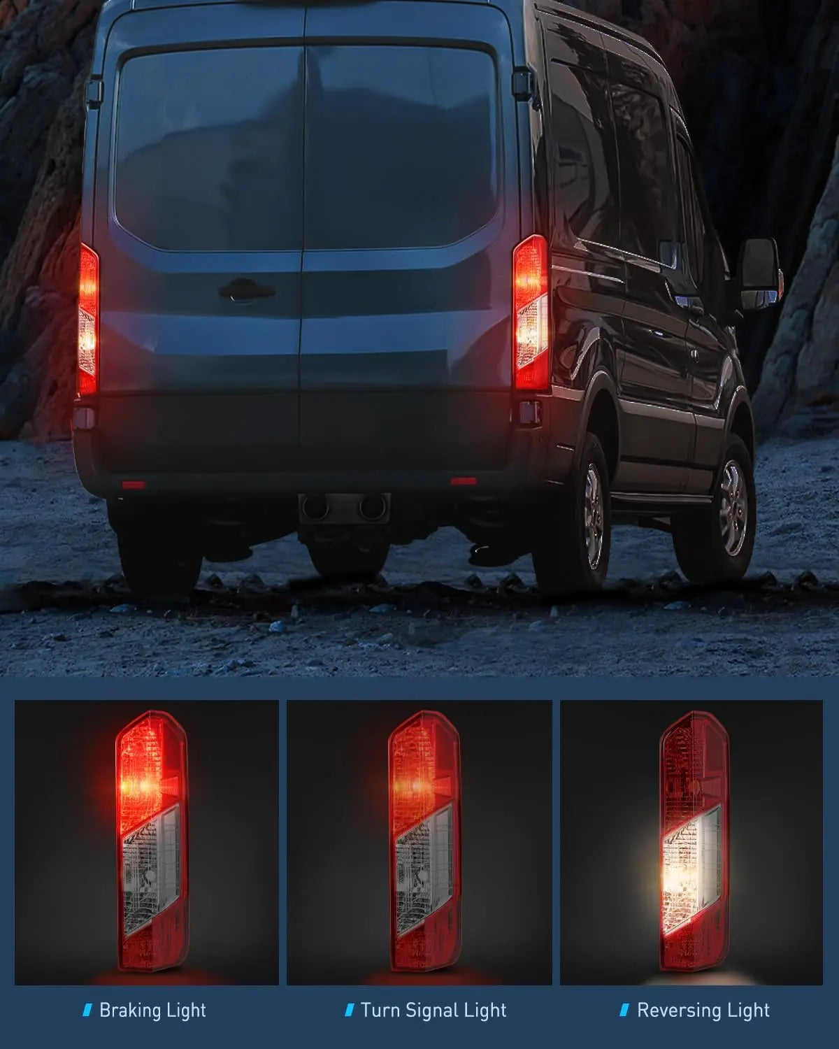 Taillight Assembly Taillight Assembly Compatible with 2015 2016 2017 2018 2019 2020 2021 2022 2023 Ford Transit 150 250 350 350HD Rear Lamp Replacement OE Style Passenger Side