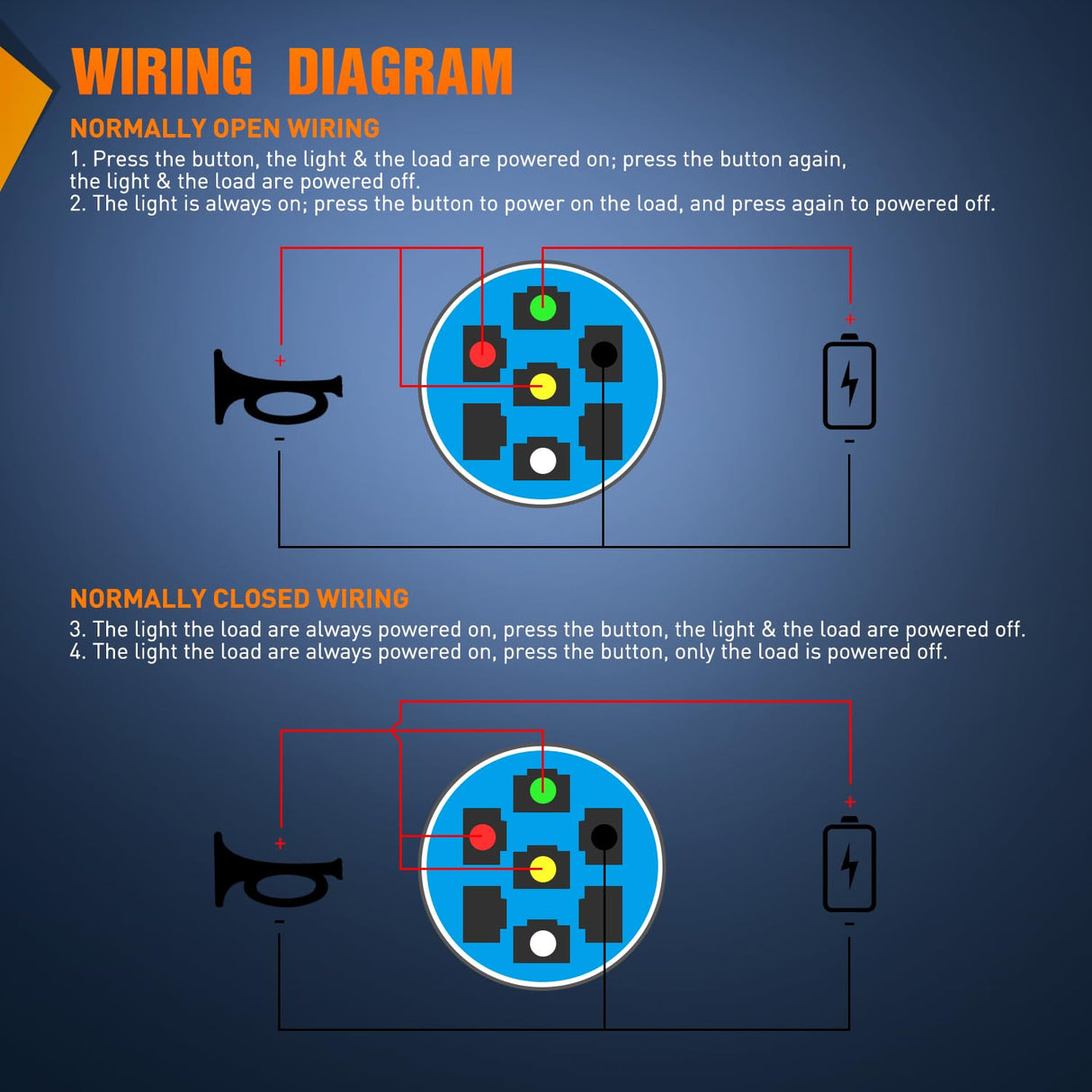 16MM Raised Speaker Horn Momentary Push Button Switch Nilight