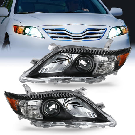 Headlight Assembly Headlight Assembly Black Housing Amber Reflector Upgraded Clear Lens For 2010 2011 Toyota Camry