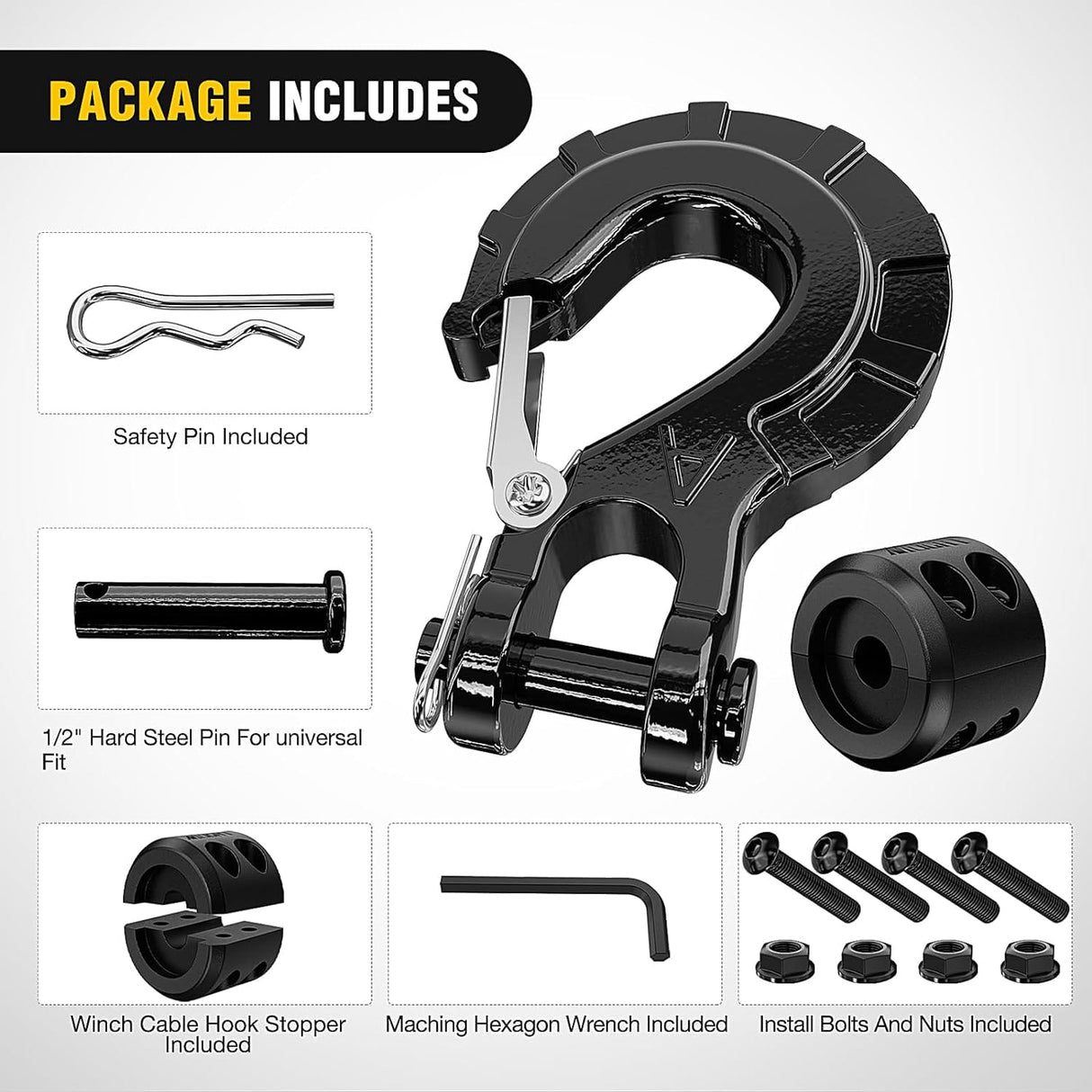 3/8 inch Grade 70 Winch Hook Black Nilight