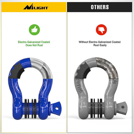 3/4 inch D-Ring Shackle Blue (Pair) Nilight