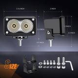 3 Inch 20W 1160LM Flood Built-in EMC LED Work Lights (Pair) Nilight