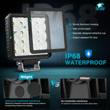 4 Inch 16LED Square Flood Built-in EMC LED Pod Lights (Pair) Nilight