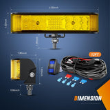 6.5 Inch 60W Amber Side Shooter Quadruple Row Spot Flood LED Light Bars (Pair) | 16AWG 5Pin Rocker Switch Wiring Harness Kit Nilight