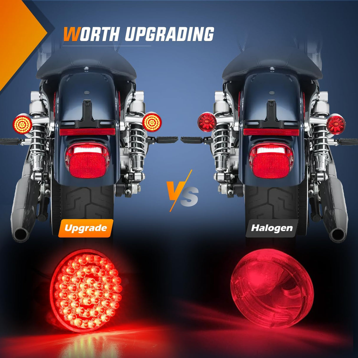 LED Turn Signal Rear Brake Running Lights 1157 Double Contacts Plug and Play For Harley Davidson Dyna Sportster Touring Street Glide Road Glide Road King Iron 883 Nilight