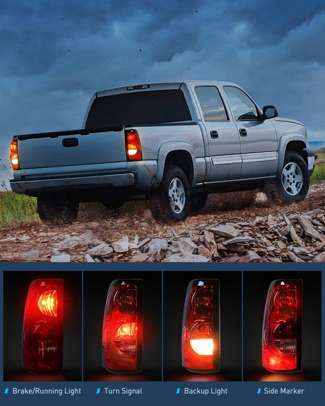 2003-2006 Chevy Silverado 1500 1500HD 2500 2500HD 3500 2007 Chevy Silverado 1500 2500 3500 Classic OE Style Black Housing Clear Reflector Headlight Taillight Assembly Nilight