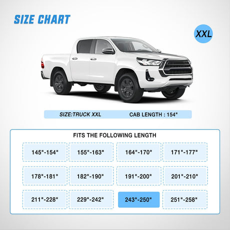 Universal Fit for Truck (Up to 250in Max Cab Length 154in) Car Cover UV Protection Nilight