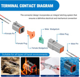 6 PIN DT Connector Kit 3 Sets Size 16 Solid Contacts Waterproof Male Female Terminal for 14-20 AWG DT Series Connector nilight