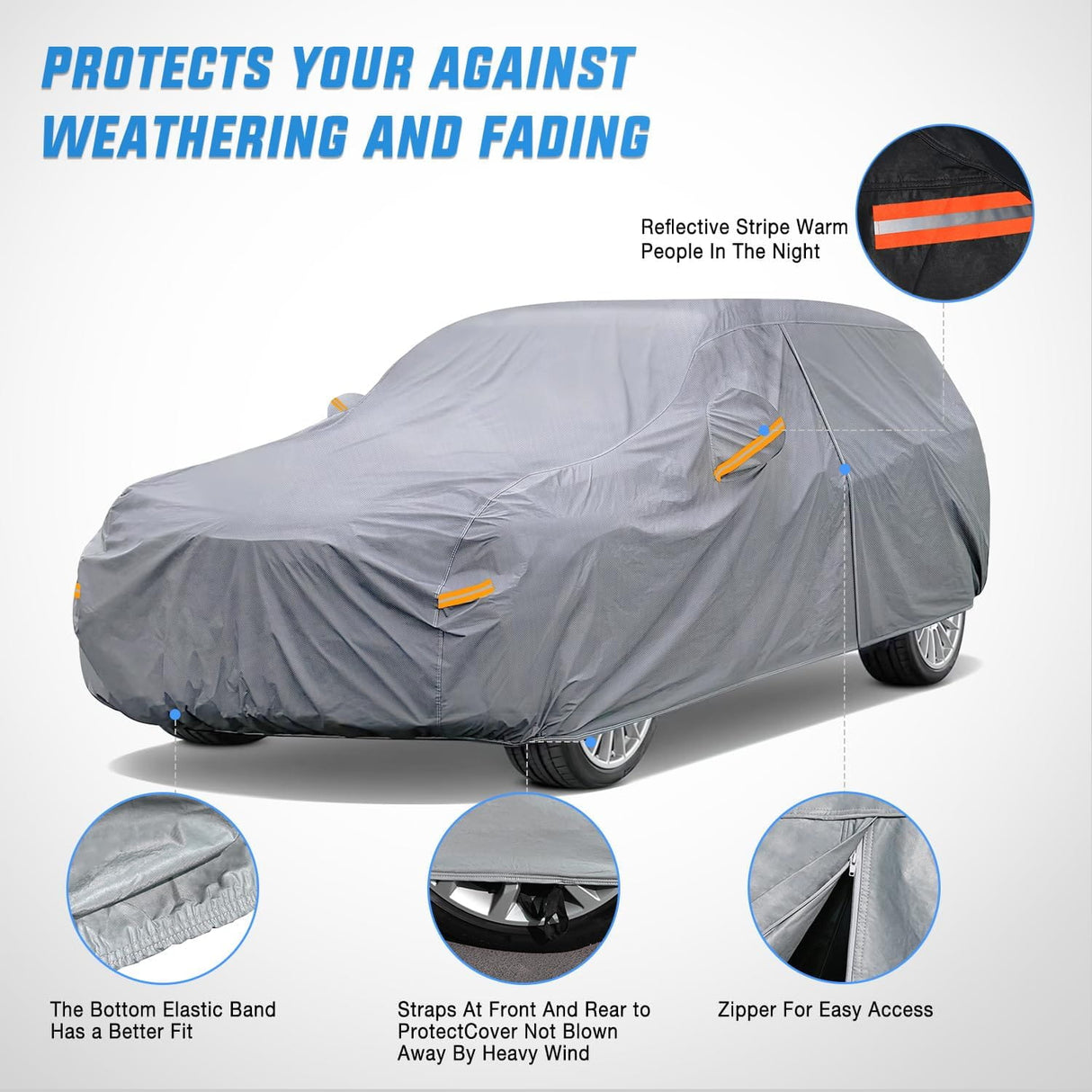 Universal Fit for SUV Jeep-Length (182in to 190in) Car Cover UV Protection Nilight