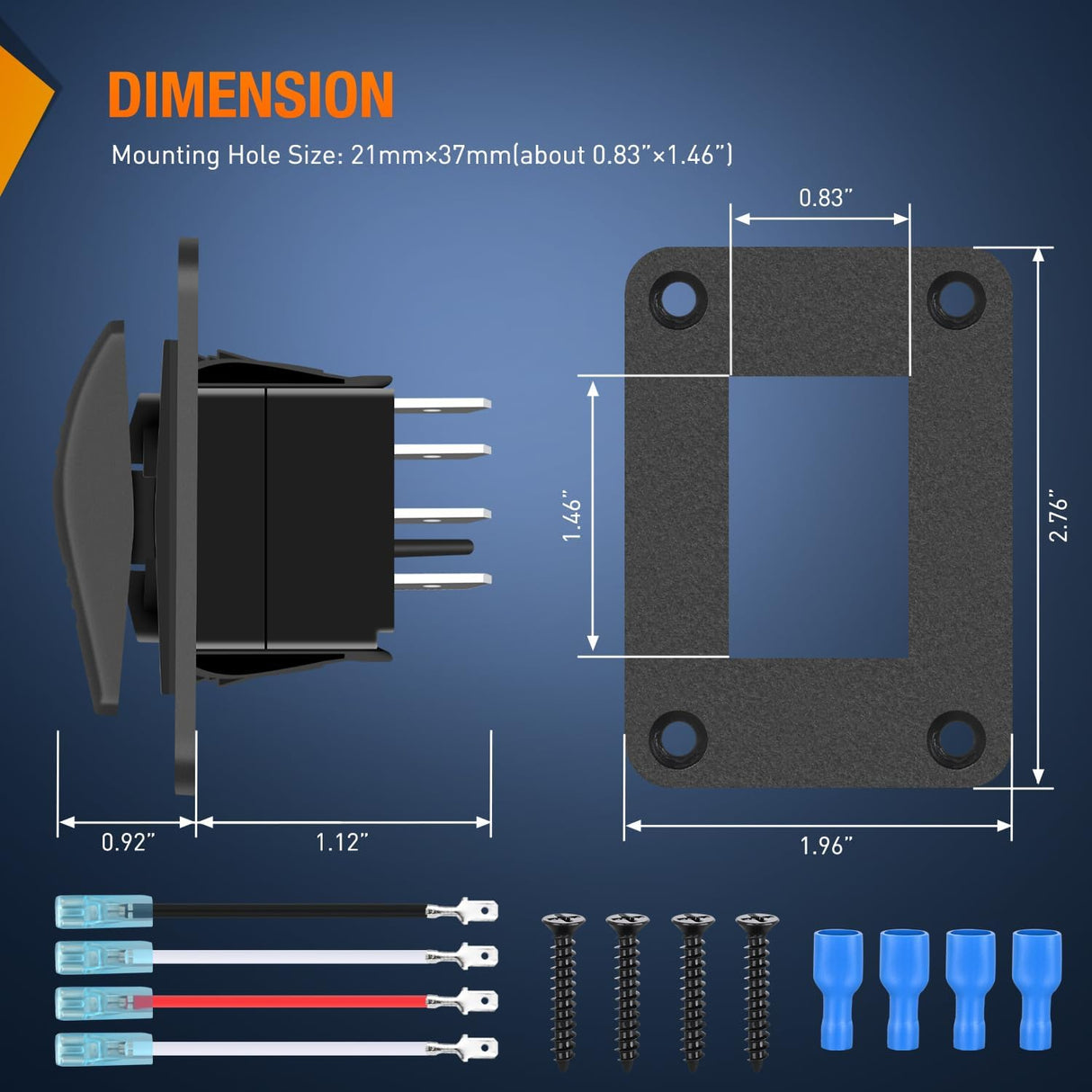 4 Pin Bilge Pump Rocker Switch with Panel and Jumper Wires Nilight Led Light