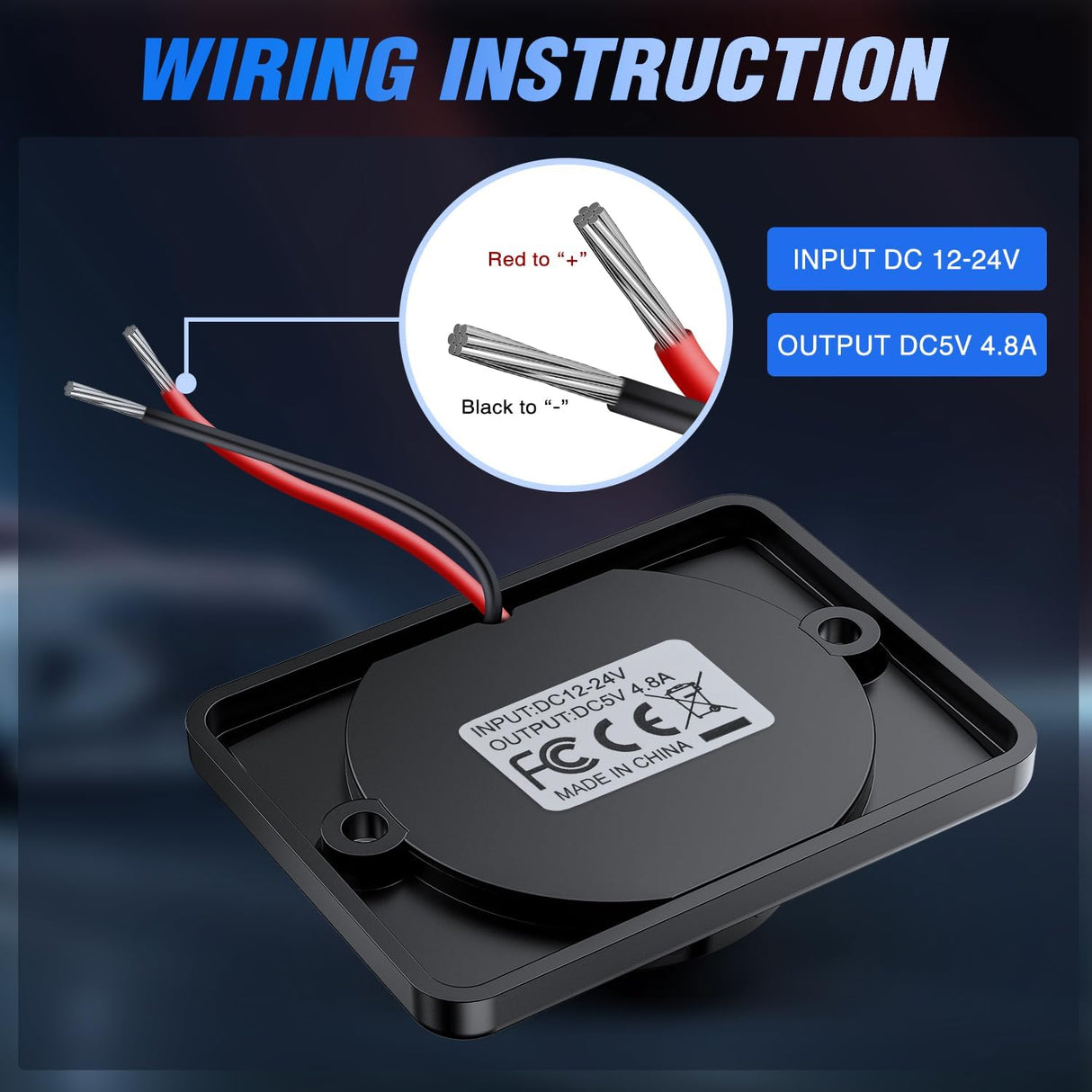 12V 24V Dual USB Charger 3A Car Outlet Nilight