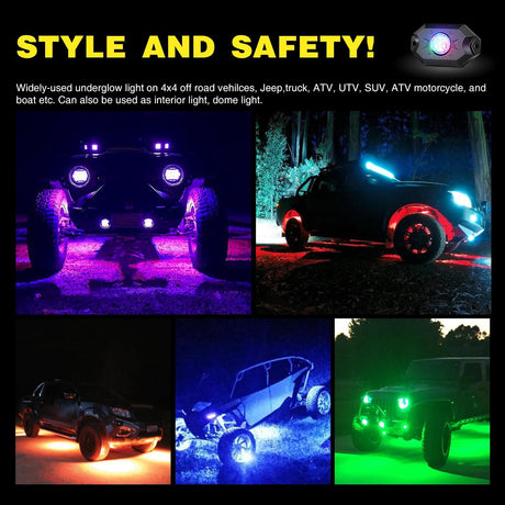 LED RGB Rock Lights Bluetooth Underglow Multicolor Neon (6 Pods) Nilight