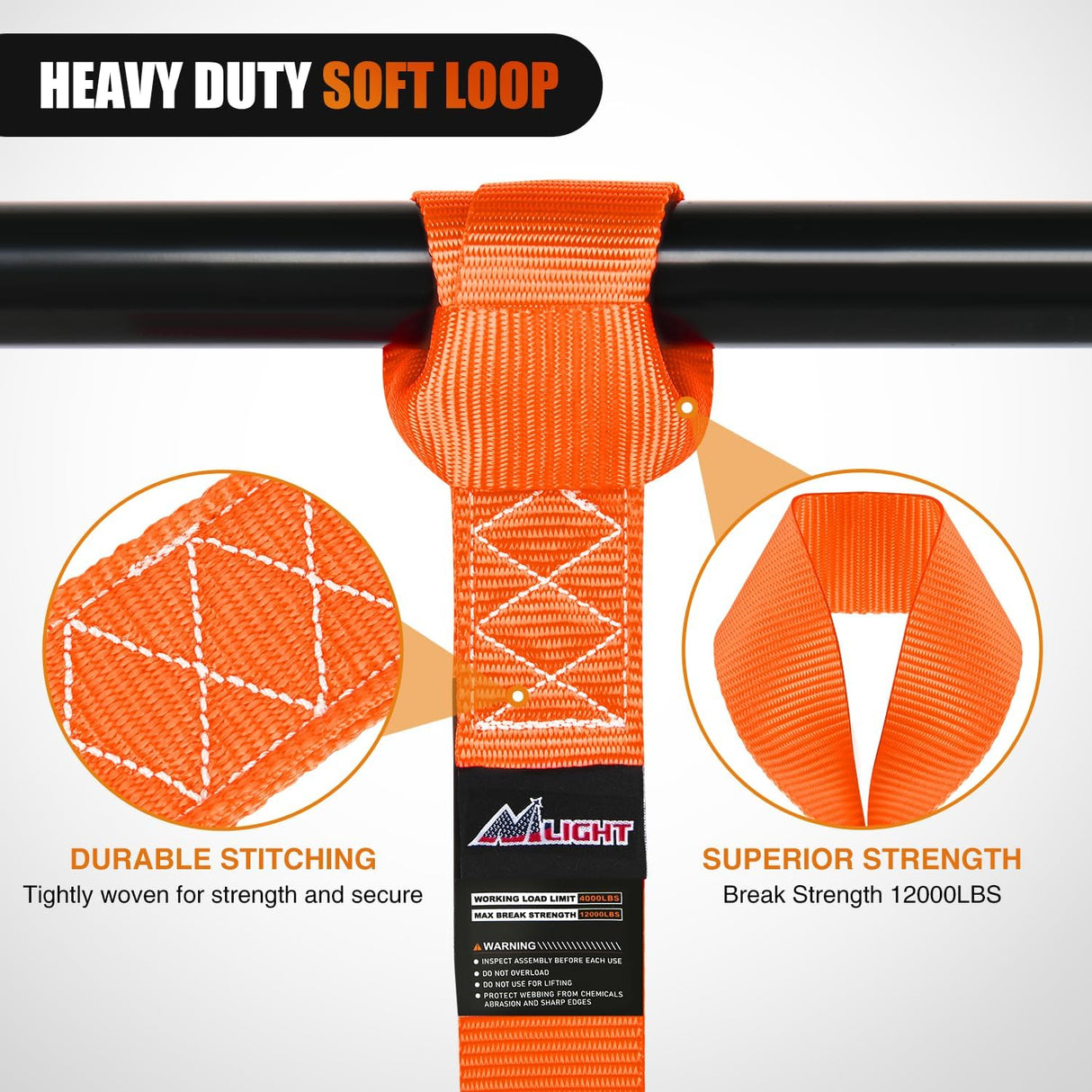 Motorcycle Tie Down Straps Max Break Strength 12000Lbs Orange Nilight