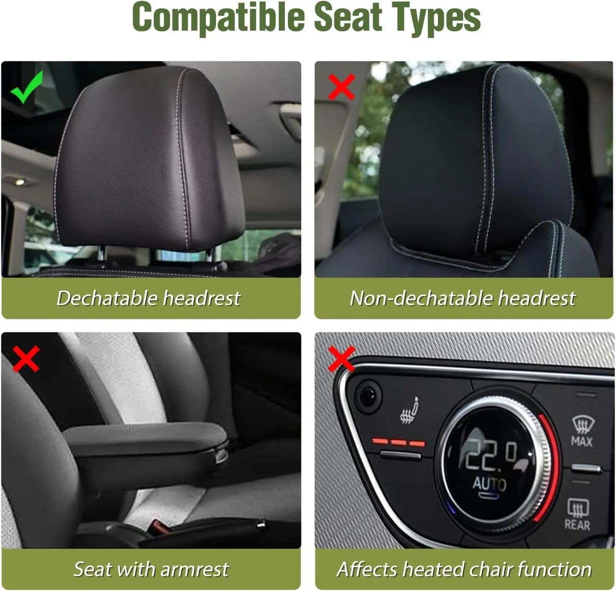 Vehicle Seat Belt Covers Car Seat Covers Custom Fit 2007-2024 Jeep Wrangler JK JL 4-Door Waterproof Wear-Resistant Leather Anti Slip Cushion Front Set (2PCS Front Seat Cover)