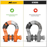 3/4 inch Mega D-Ring Shackle With 7/8 inch Screw Pin 68000LBS Orange (Pair) Nilight