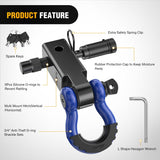 2 Inch Anti-Theft Shackle Hitch Receiver Set Blue Black Nilight