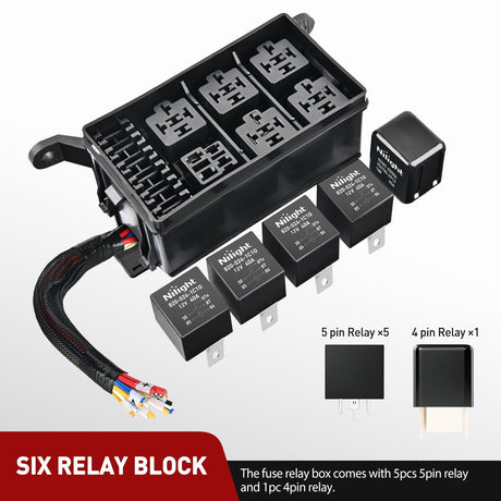 4Pin 5Pin Bosch Style 12V 6 Slots 40Amp Relay Fuse Box Nilight