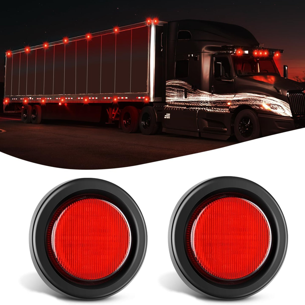 2.5 Inch Red 13 Leds Round Marker Clearance Light (Pair) Nilight