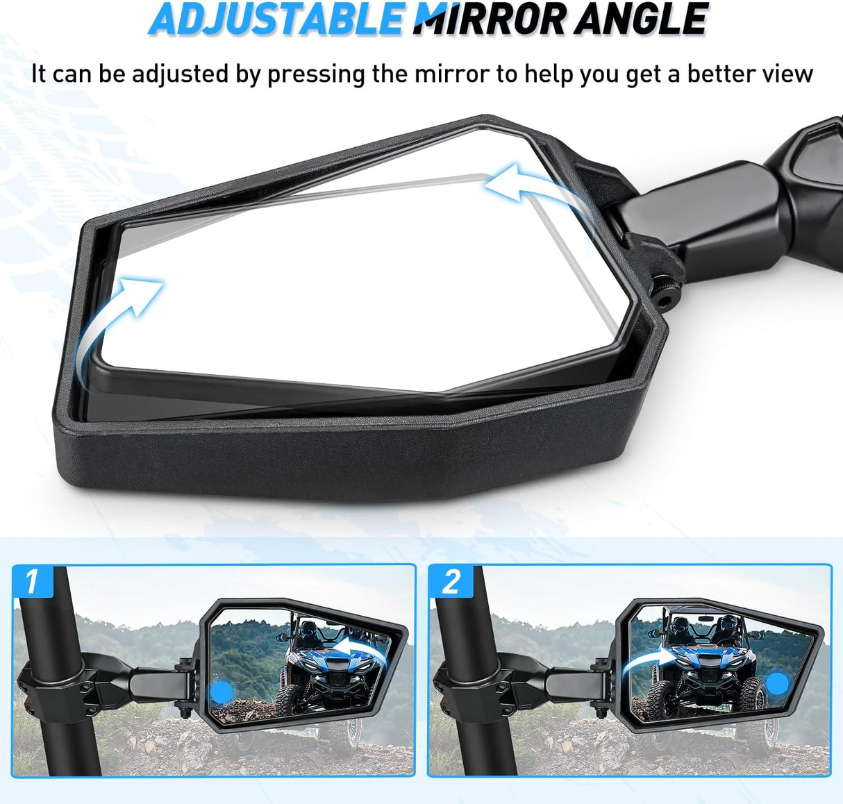 UTV Side Mirrors Offroad Rear View Universal Fits 1.75-2inch Roll Bar Clamp Polaris Ranger RZR Pioneer Can-Am Commander Kawasaki Yamaha Cfmoto Nilight