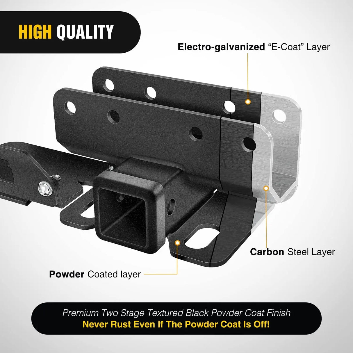 Trailer Hitch Nilight 2 Inch Rear Trailer Hitch Receiver Kit for 2021 2022 2023 Ford Bronco 2 Door 4 Door (Exclude Bronco Sport) Rear Bumper Tow Hook Black Hitch Cover Kit, 2 Years Warranty