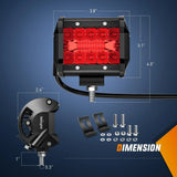 LED Light Bar 4" 60W 171LM Triple Row Spot Flood Red Led Pods (Pair)