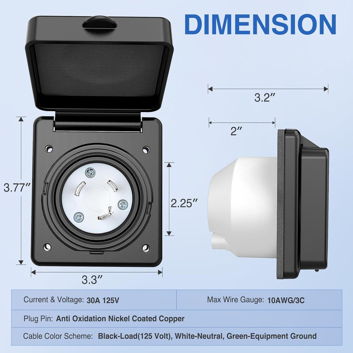 30Amp RV Shore Power Inlet Nilight