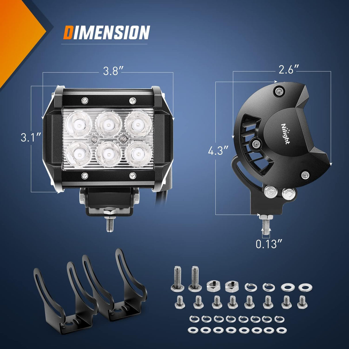 4 Inch 18W 1260LM Double Row Green Spot LED Pods (Pair) Nilight